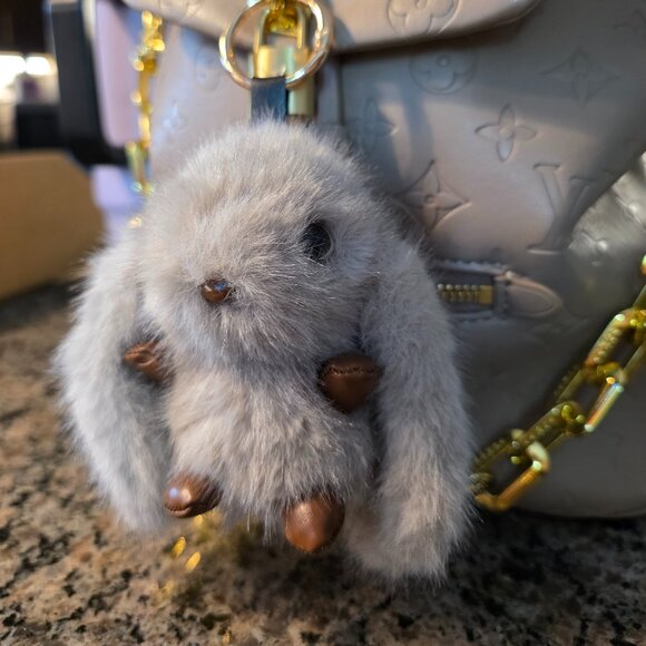 SALE!! Plush Gray Bunny Handbag Charm - Picture 5 of 5